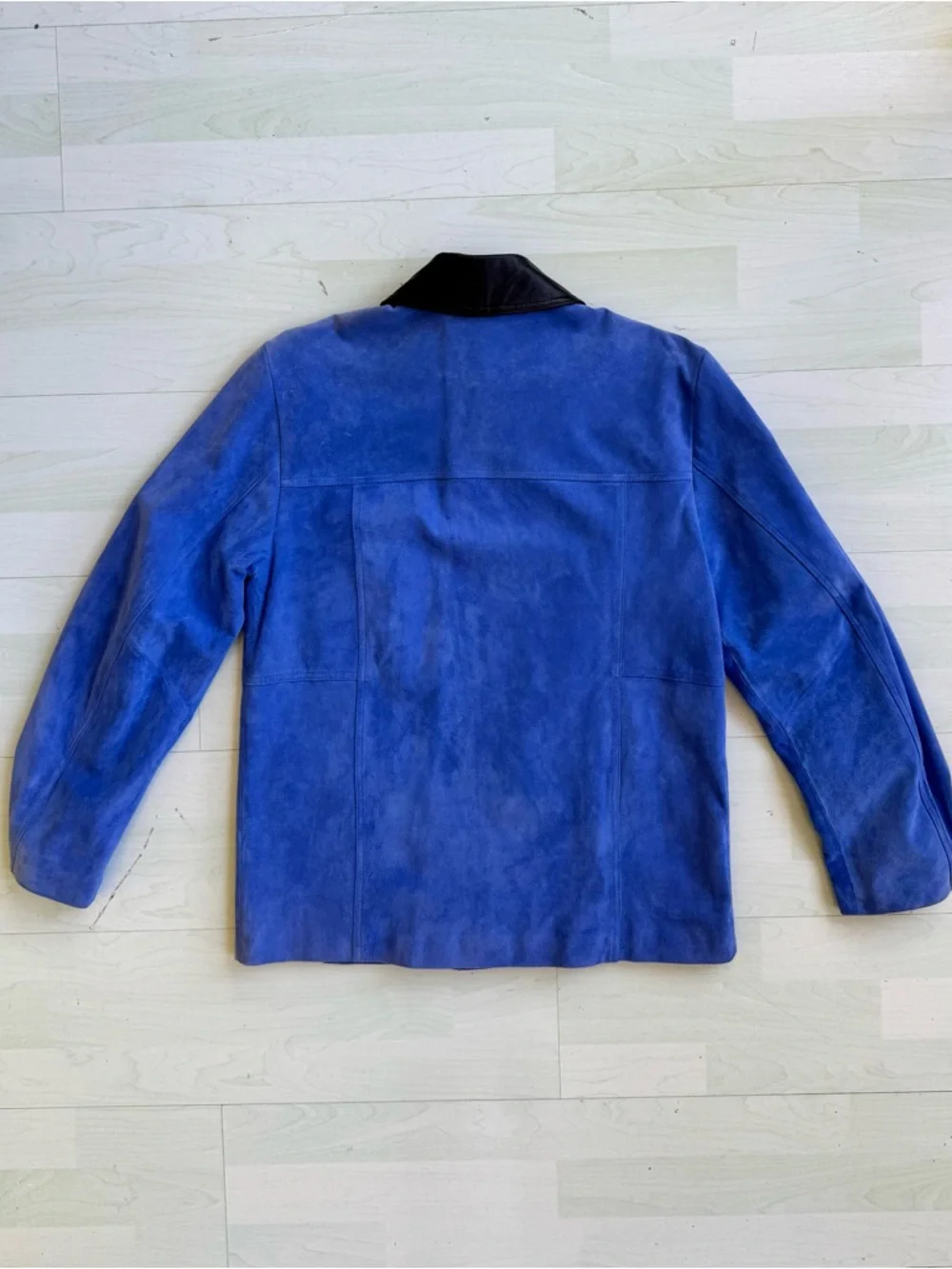 NWT Zara Electric Blue Suede Jacket with Black Leather Collar - Picture 15 of 16